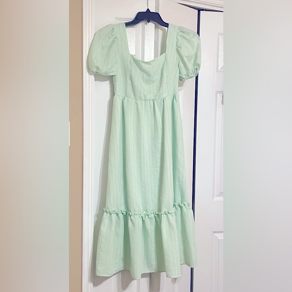 NWOT By The River, mint green dress with liner, medium